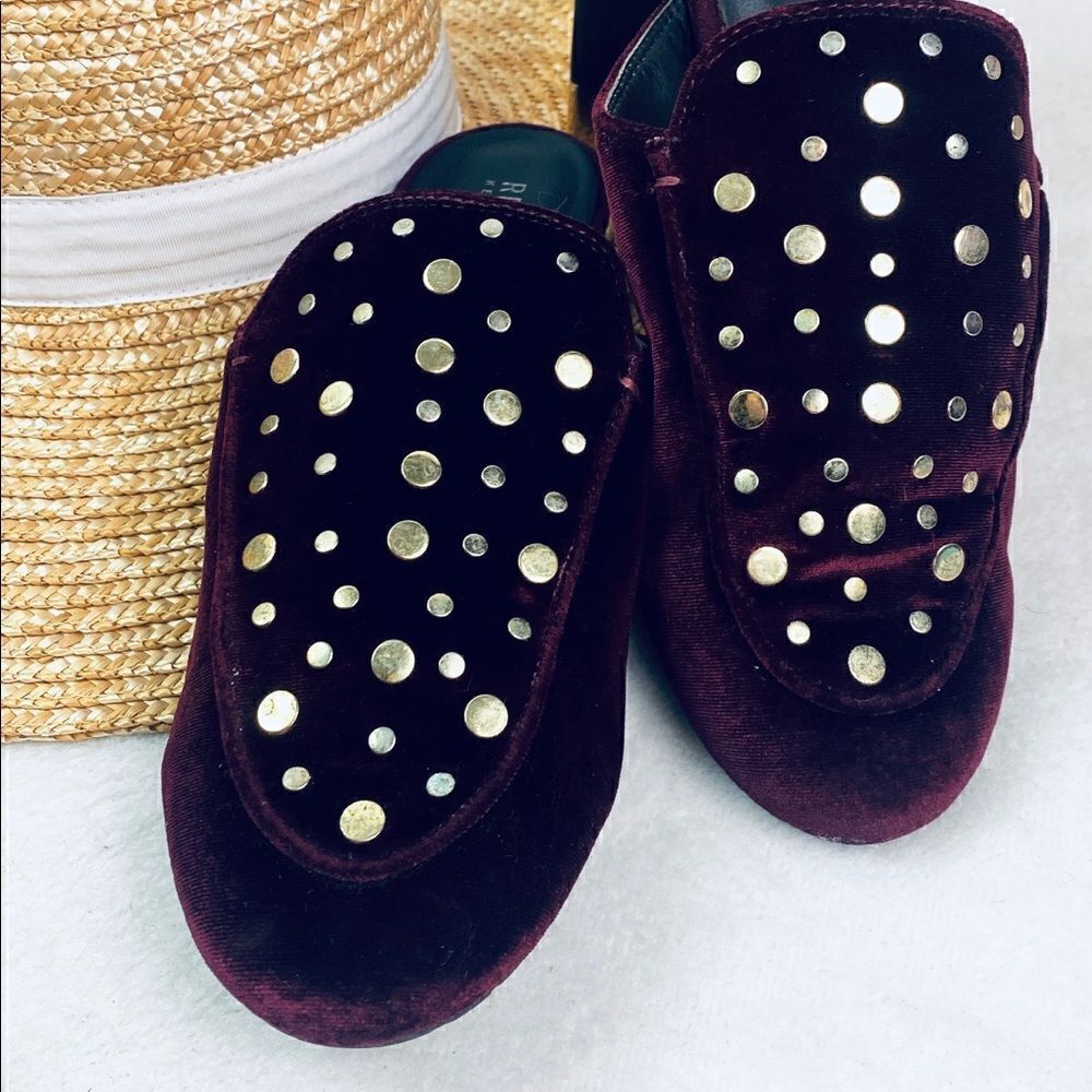 Kenneth Cole Studded Velvet Slide Mules